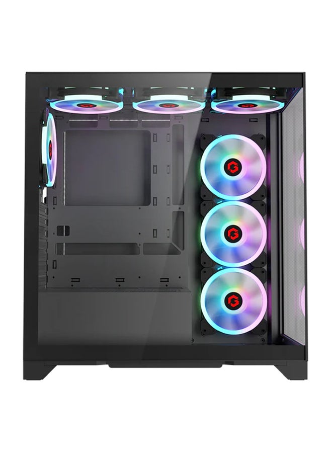 Emperor Midnight IV Series Mid Tower Gaming Case - ARGB+Remote, 7 Fans Case Black