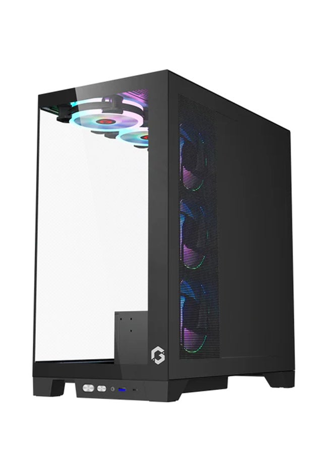 Emperor Midnight IV Series Mid Tower Gaming Case - ARGB+Remote, 7 Fans Case Black