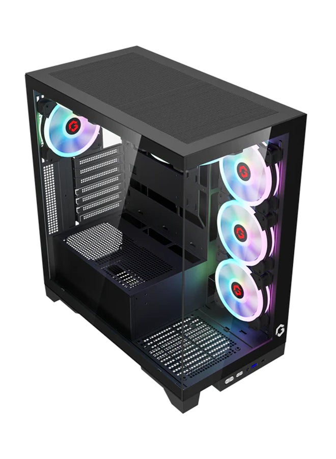 Emperor Midnight IV Series Mid Tower Gaming Case - ARGB+Remote, 7 Fans Case Black