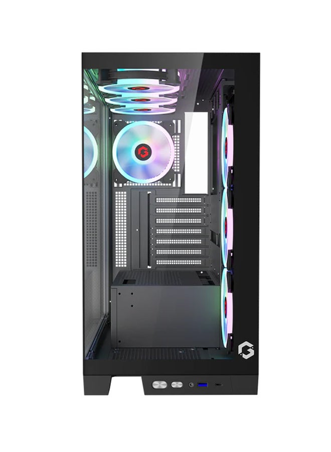 Emperor Midnight IV Series Mid Tower Gaming Case - ARGB+Remote, 7 Fans Case Black