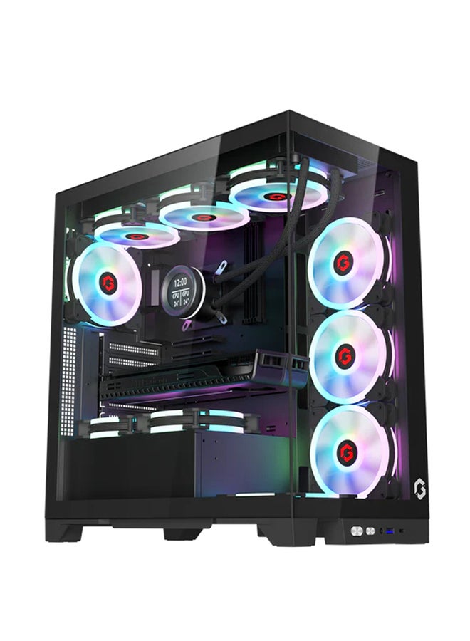 Emperor Midnight IV Series Mid Tower Gaming Case - ARGB+Remote, 7 Fans Case Black