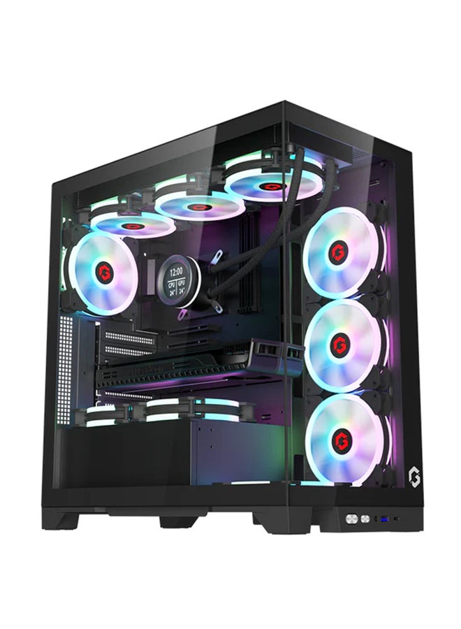 Emperor Midnight IV Series Mid Tower Gaming Case - ARGB+Remote, 7 Fans Case Black