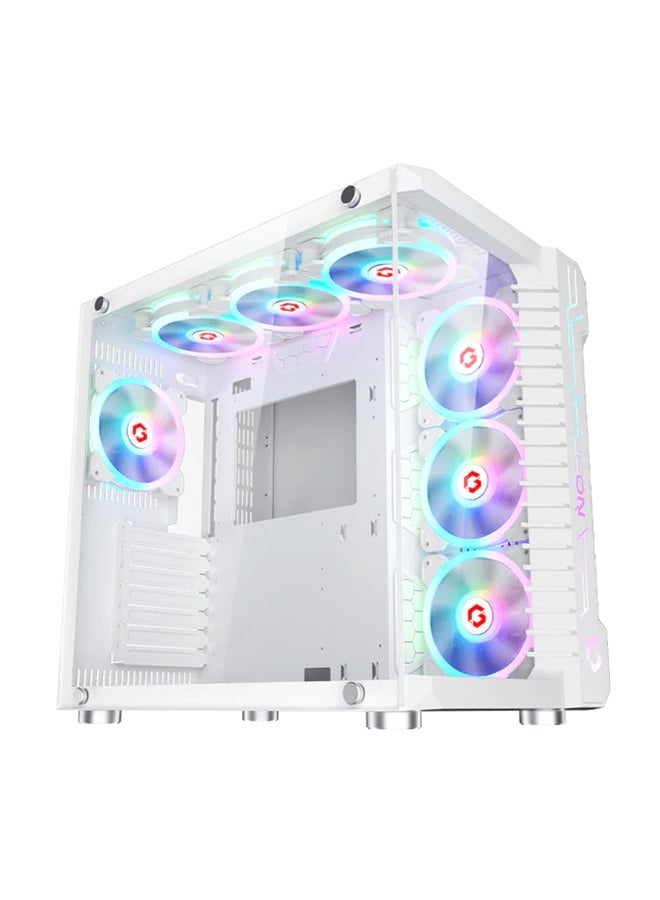 Emperor Arctic III Series Mid Tower Gaming Case - ARGB+Remote, 7 Fans Case White