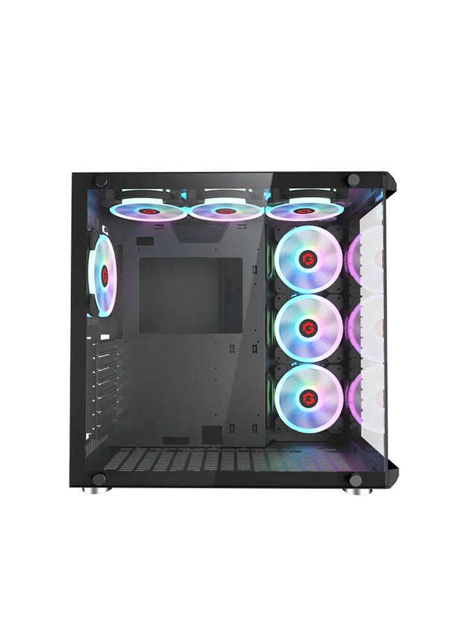 Emperor Midnight III Series Mid Tower Gaming Case - ARGB+Remote, 7 Fans Case Black