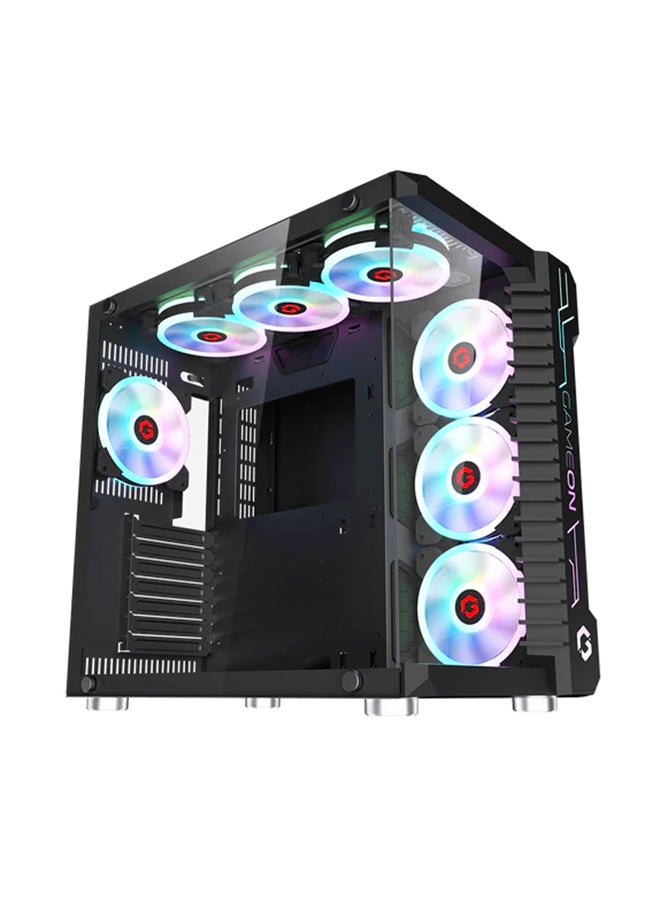 Emperor Midnight III Series Mid Tower Gaming Case - ARGB+Remote, 7 Fans Case Black