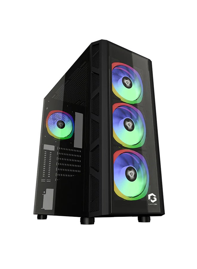 TRIDENT II Mid Tower Tempered Glass Gaming Case (Fixed RGB) Black