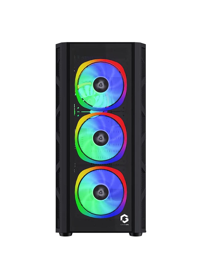 TRIDENT II Mid Tower Tempered Glass Gaming Case (Fixed RGB) Black