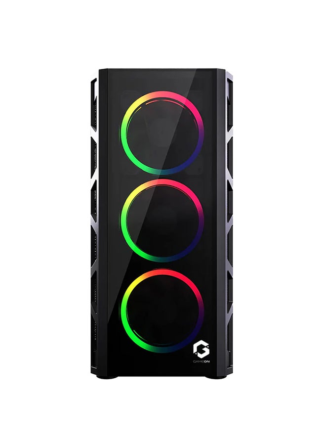 TRIDENT II Mid Tower Tempered Glass Gaming Case (Fixed RGB) Black