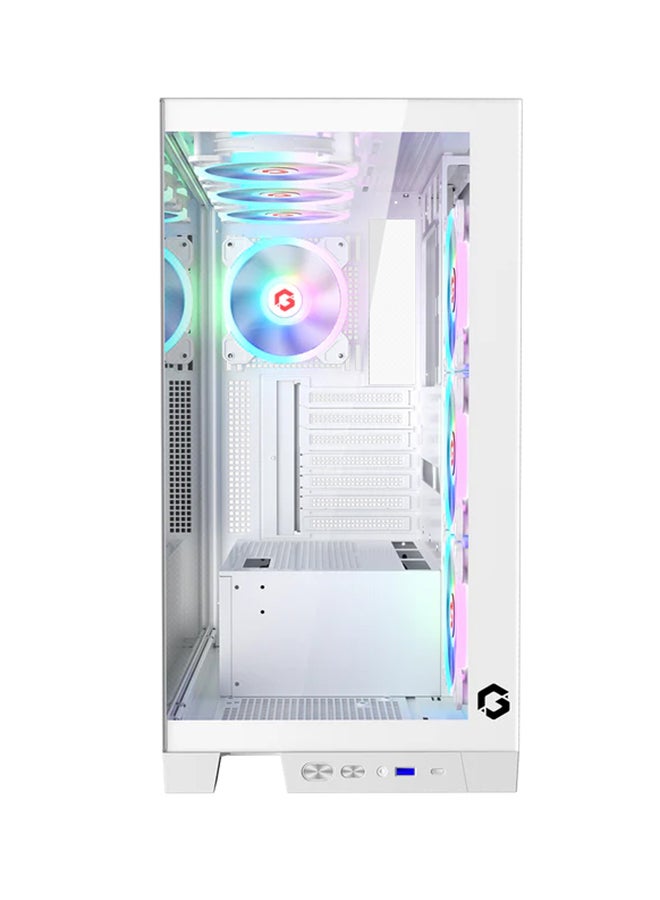 Emperor Arctic IV Series Mid Tower Gaming Case ARGB+Remote, 7 Fans Case White