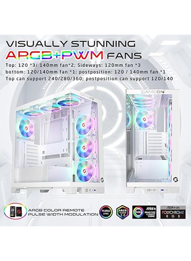 Emperor Arctic IV Series Mid Tower Gaming Case ARGB+Remote, 7 Fans Case White