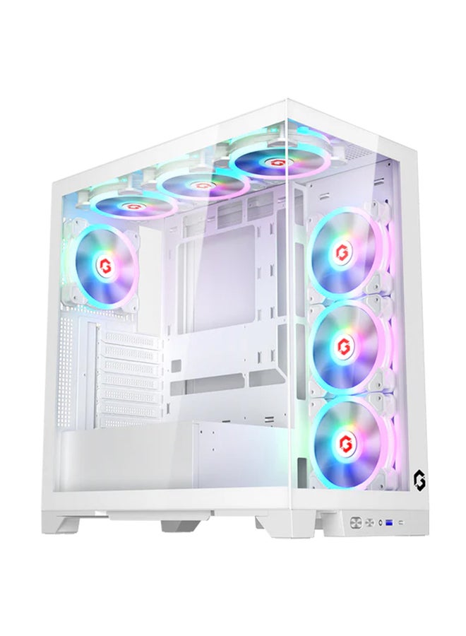 Emperor Arctic IV Series Mid Tower Gaming Case ARGB+Remote, 7 Fans Case White