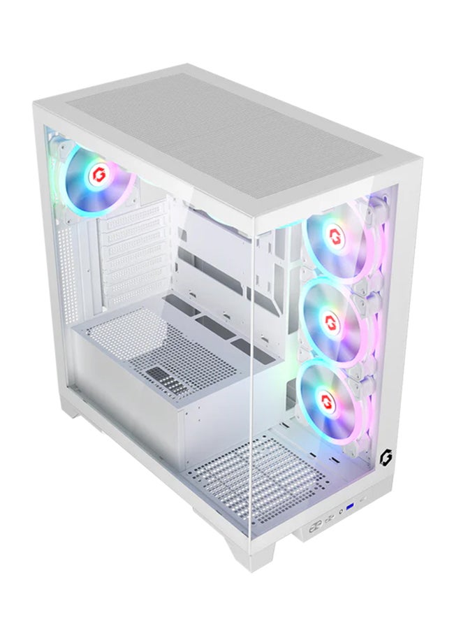 Emperor Arctic IV Series Mid Tower Gaming Case ARGB+Remote, 7 Fans Case White