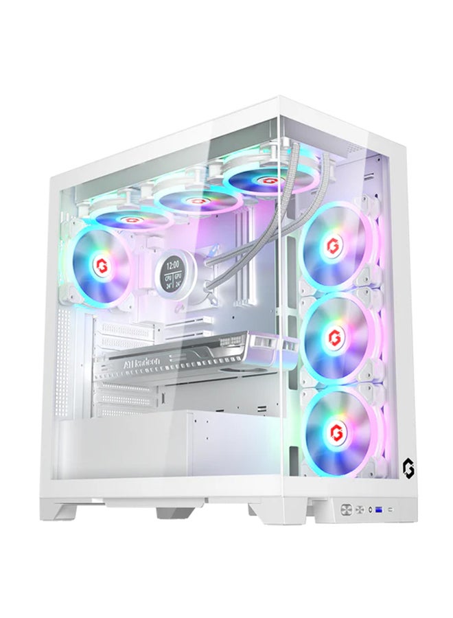 Emperor Arctic IV Series Mid Tower Gaming Case ARGB+Remote, 7 Fans Case White