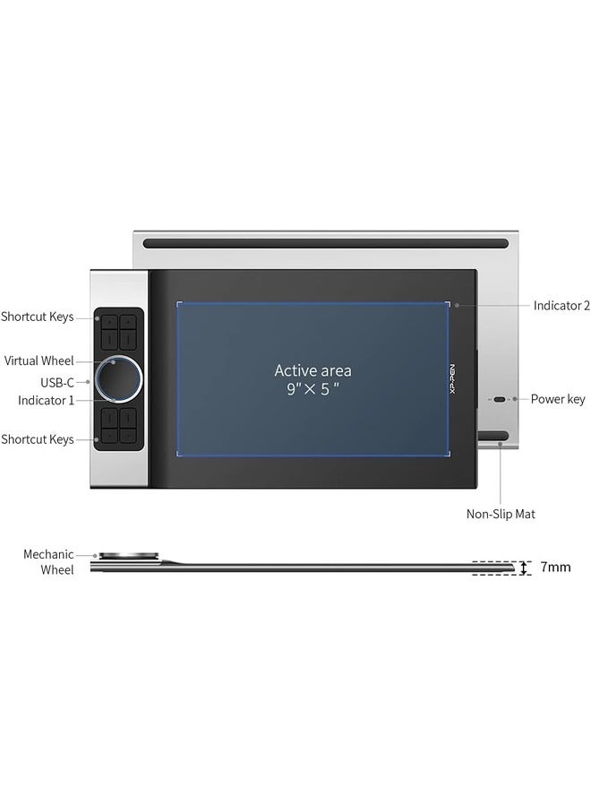 Deco Pro SW Digital Wireless Bluetooth Tablet with 8 Keys & 2 Wheels