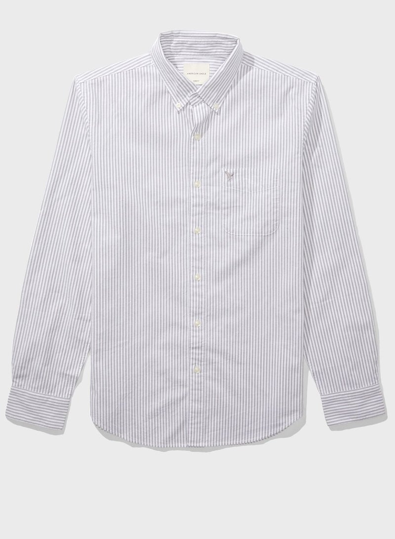 Striped Slim Fit Shirt Grey/White