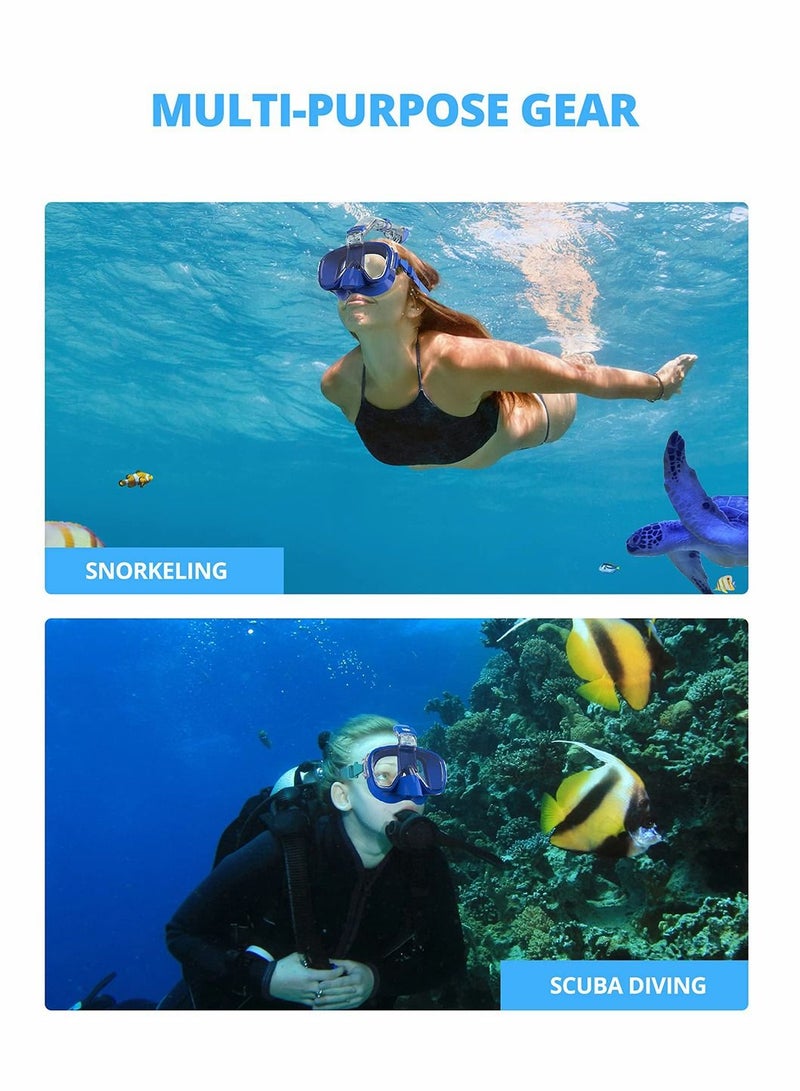 Snorkel Mask Scuba Mask Anti Fog Anti Leak with Camera Mount Diving Mask Snorkeling Mask for Adults and Young