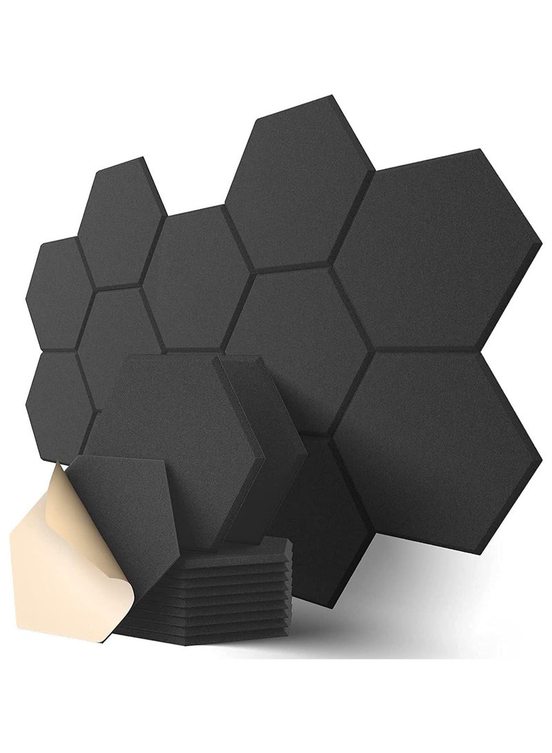 12 Pack Acoustic Panels Sound Proof Foam Panels, Hexagon Soundproof Wall Panels Decorative Wall Panels Sound Absorbing Panels for Studio Office Home,Black