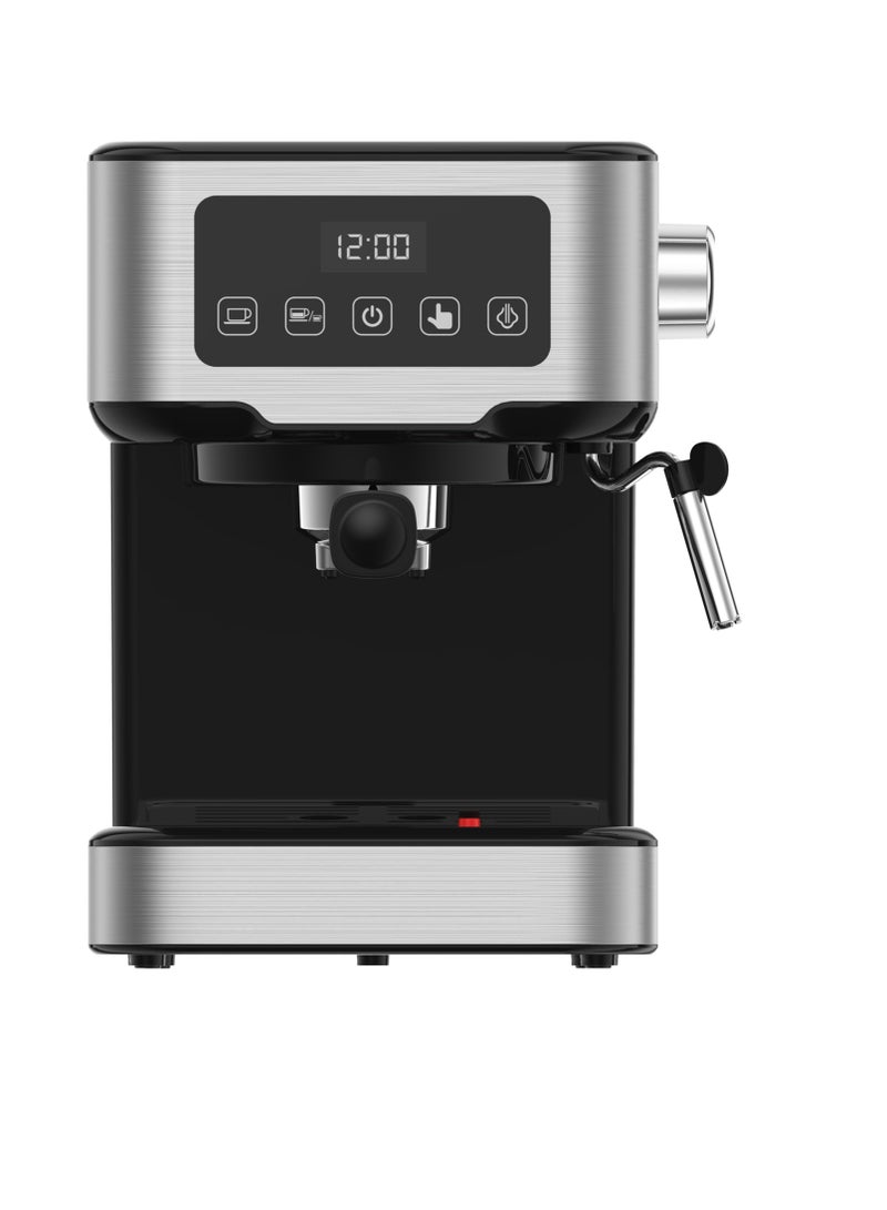 Digital Dual Drip Barista Espresso Coffee Machine with 15 bar Pressure Pump and Capsule Filter with Touch Display & Milk Steamer Coffee Maker-Black