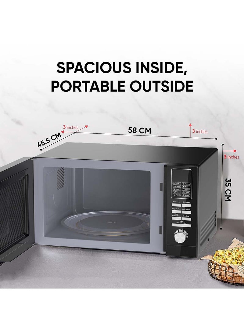 Microwave Oven With Grill Function, Digital Control, Mirror Finish, 5 Power Levels, 10 Auto Menus, Defrost Setting, Cooking End Signal, Push Button Door, Child Lock 25 L 900 W NMO250MDG Silver