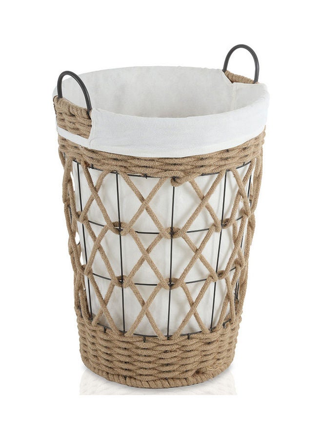 Small Open Weave Hamper Brown/White 54x40x40cm