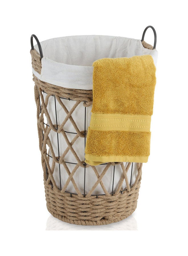 Small Open Weave Hamper Brown/White 54x40x40cm