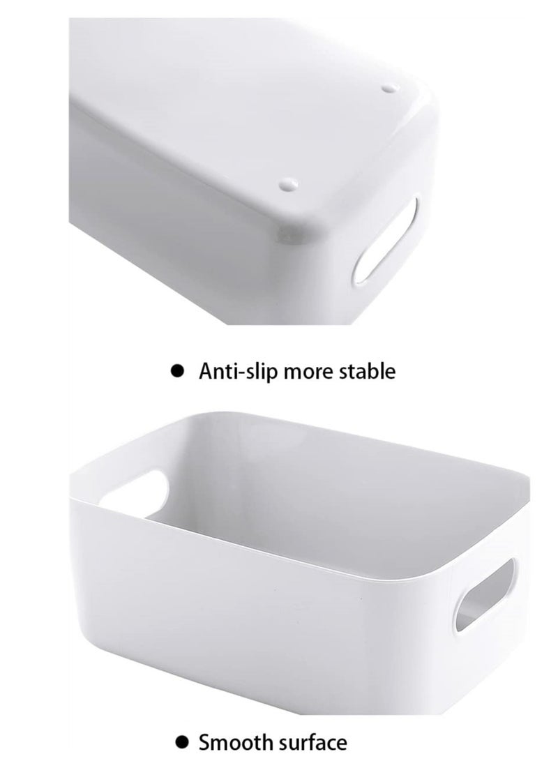 White Storage Bin with Handles Pack of 3 Large Capacity Organizer Multi-Use Storage Box with Handles Durable Storage Basket for Bathroom Restroom Kitchen and Livingroom