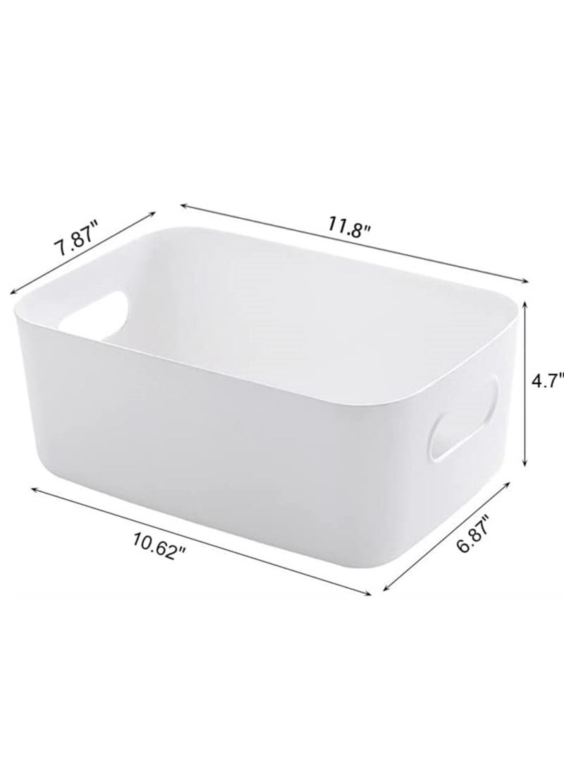 White Storage Bin with Handles Pack of 3 Large Capacity Organizer Multi-Use Storage Box with Handles Durable Storage Basket for Bathroom Restroom Kitchen and Livingroom