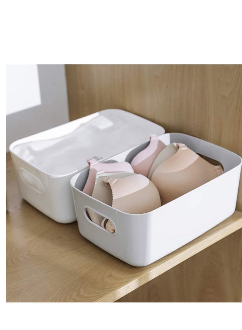 White Storage Bin with Handles Pack of 3 Large Capacity Organizer Multi-Use Storage Box with Handles Durable Storage Basket for Bathroom Restroom Kitchen and Livingroom