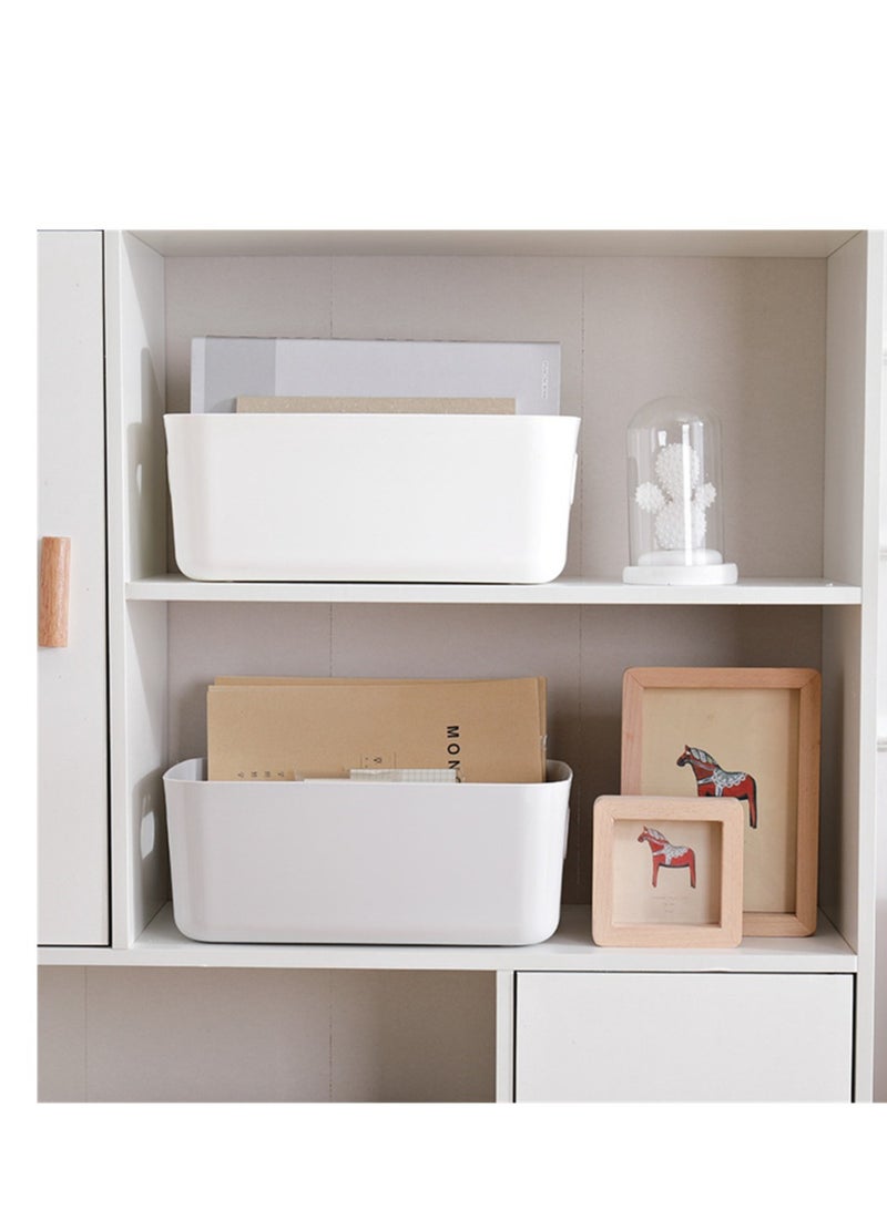 White Storage Bin with Handles Pack of 3 Large Capacity Organizer Multi-Use Storage Box with Handles Durable Storage Basket for Bathroom Restroom Kitchen and Livingroom