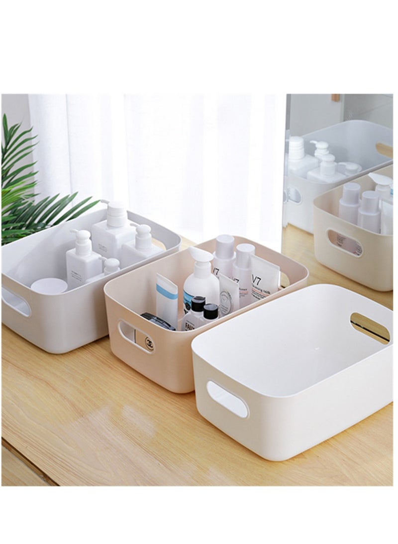 White Storage Bin with Handles Pack of 3 Large Capacity Organizer Multi-Use Storage Box with Handles Durable Storage Basket for Bathroom Restroom Kitchen and Livingroom