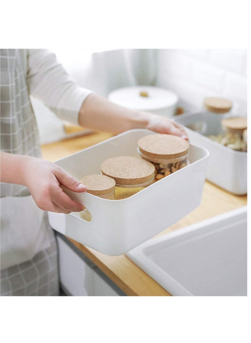 White Storage Bin with Handles Pack of 3 Large Capacity Organizer Multi-Use Storage Box with Handles Durable Storage Basket for Bathroom Restroom Kitchen and Livingroom