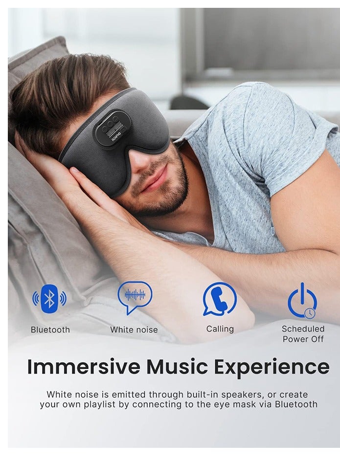 Sleep Headphones Sleep Mask with Bluetooth Headphones, RENPHO Ultra Soft 3D Blackout Wireless Sleeping Mask for Side Sleepers, Comfort Night Eye Mask, White Noise Eye Mask, Brithday Gift
