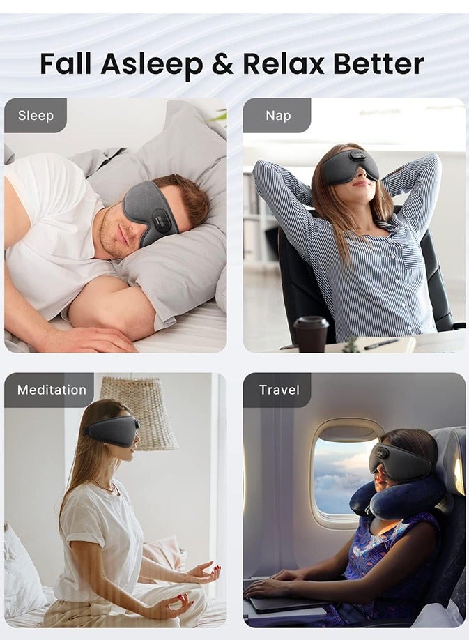 Sleep Headphones Sleep Mask with Bluetooth Headphones, RENPHO Ultra Soft 3D Blackout Wireless Sleeping Mask for Side Sleepers, Comfort Night Eye Mask, White Noise Eye Mask, Brithday Gift