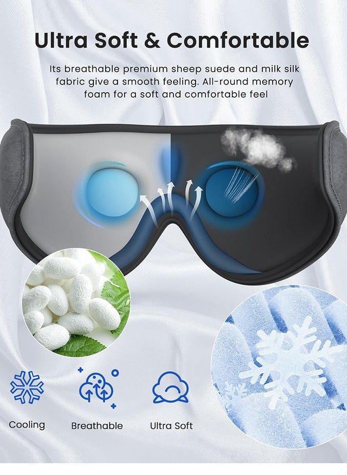 Sleep Headphones Sleep Mask with Bluetooth Headphones, RENPHO Ultra Soft 3D Blackout Wireless Sleeping Mask for Side Sleepers, Comfort Night Eye Mask, White Noise Eye Mask, Brithday Gift