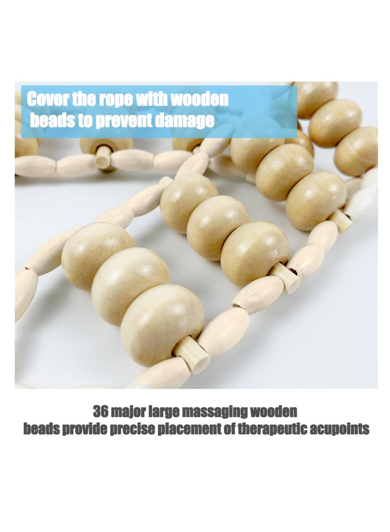 SYOSI, Wooden Massage Back Roller Rope, Wooden Therapy Cellulite Massage Roller for Neck Leg Back Pain Relief