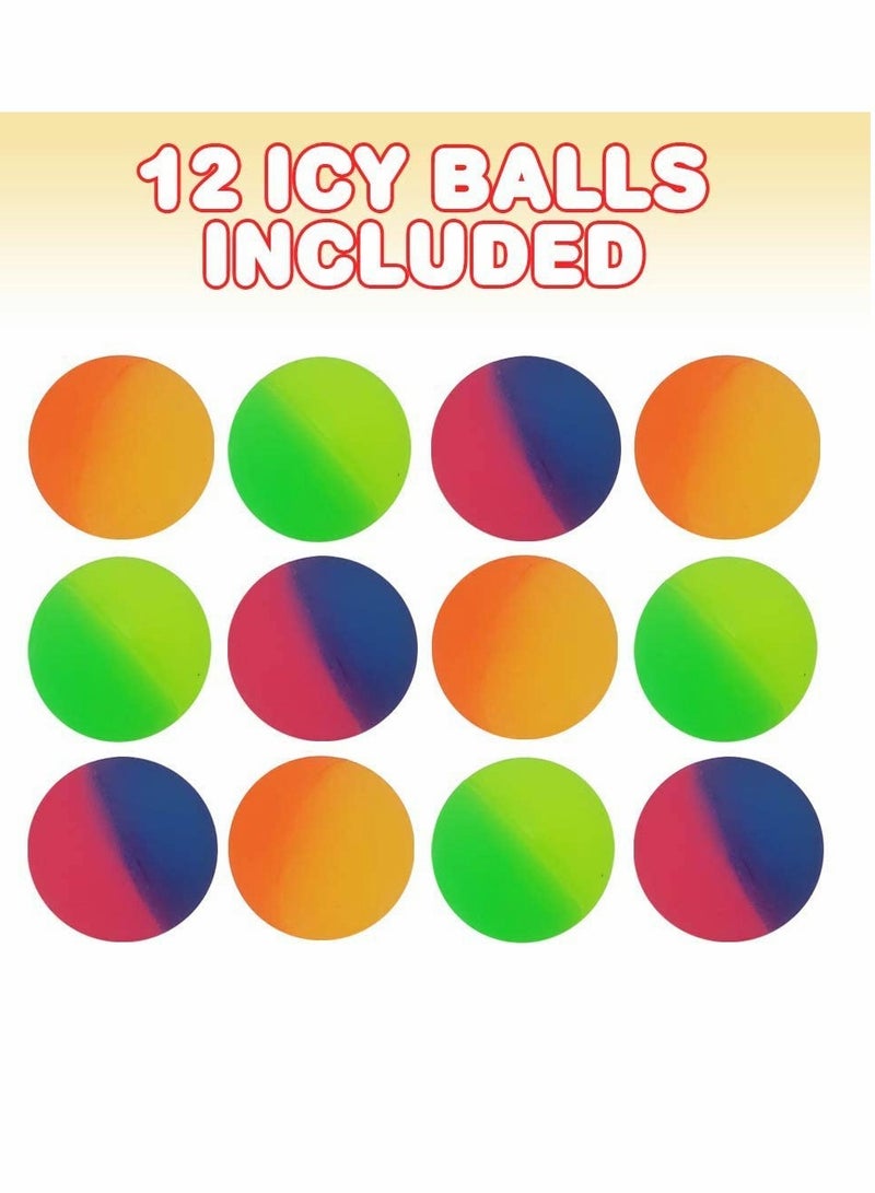 ICY Bounce Balls - Set of 25 1.25 Inch Rubber Bouncy Balls for Kids - Frozen Birthday Party Favors in Assorted Colors