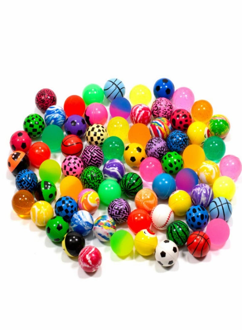 Colorful 50-Piece Assorted Bouncy Ball Set for Kids - High Bouncing Bowling Party Favors and Prizes for Birthdays - Mixed Patterns Including ICY Designs