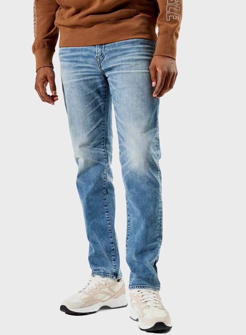 Light Wash Slim Fit Jeans Blue