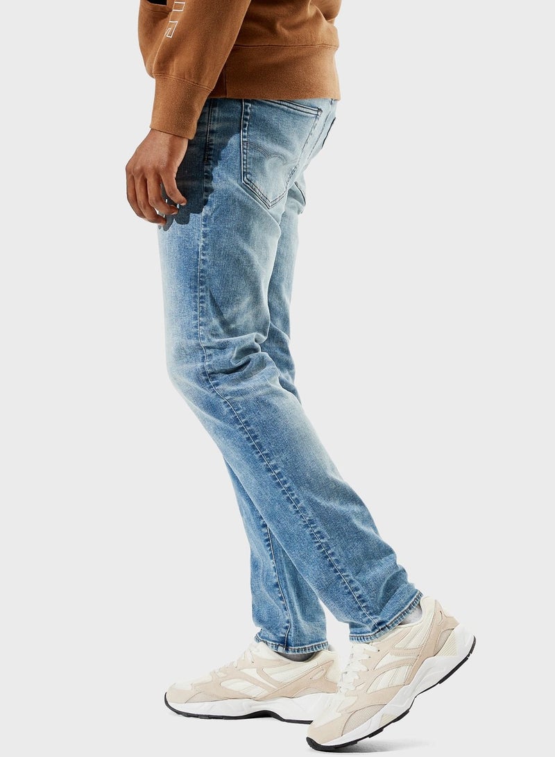 Light Wash Slim Fit Jeans Blue