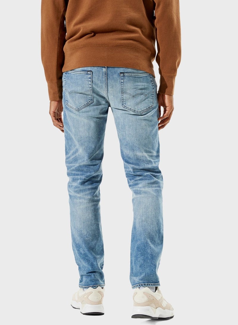 Light Wash Slim Fit Jeans Blue