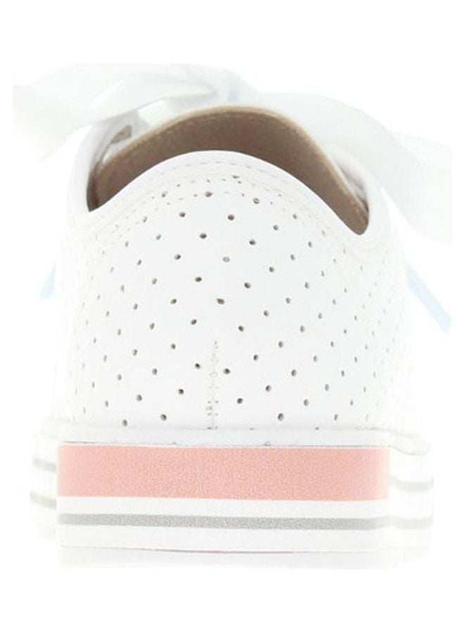 Hanna Lace Up Low Top Sneaker with Thick Elastic Fastner White/Pink