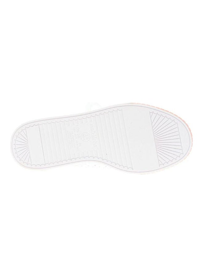 Hanna Lace Up Low Top Sneaker with Thick Elastic Fastner White/Pink