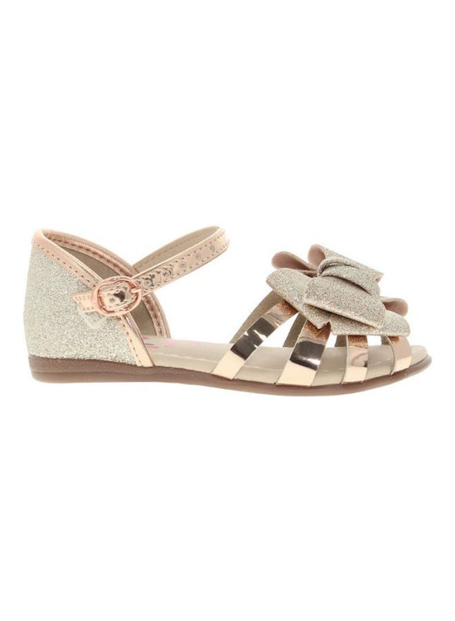 Victoria Buckle Flexible Flat Sandals Gold