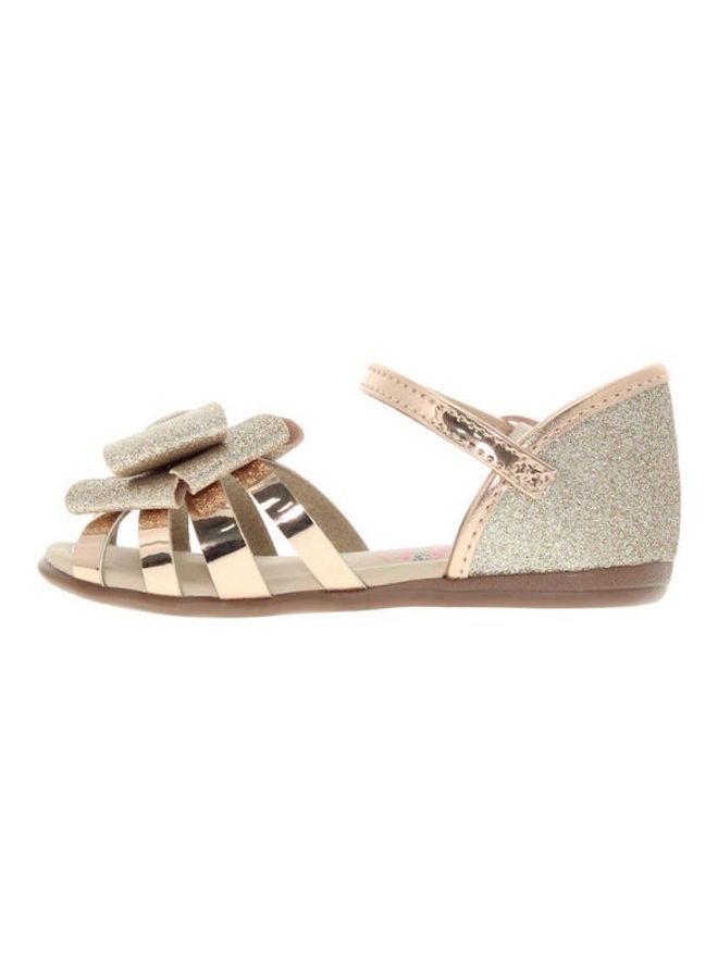 Victoria Buckle Flexible Flat Sandals Gold