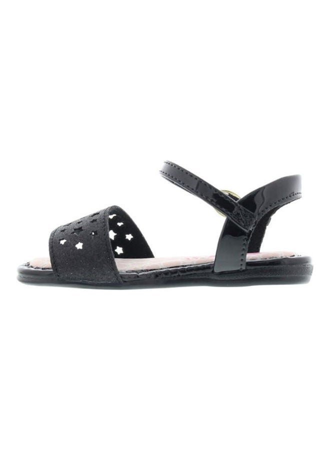 Buckle Closure Flat Sandals Black