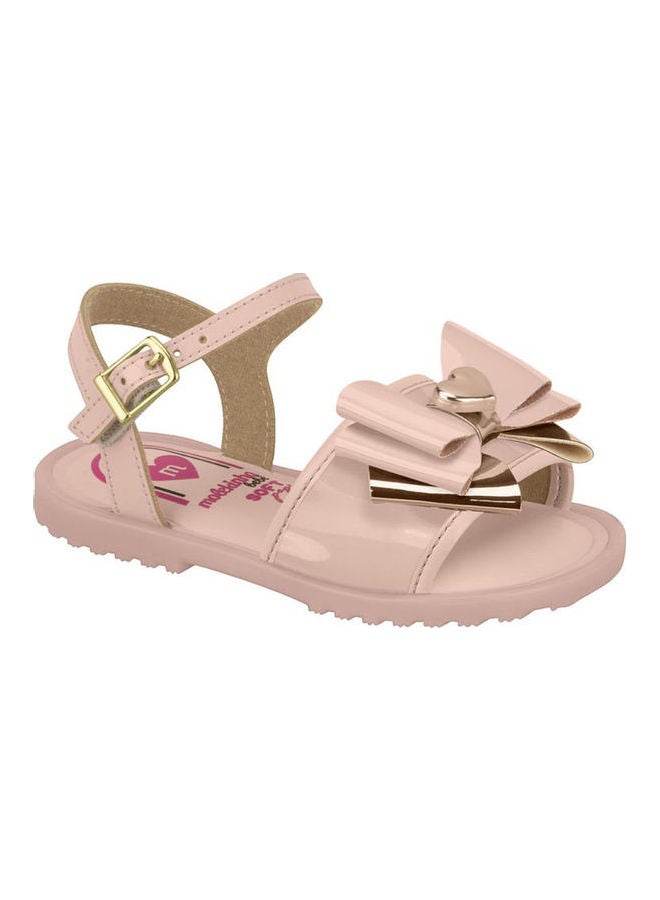 Antonella Buckle Dress Sandals with Bow Details Pink/Golden