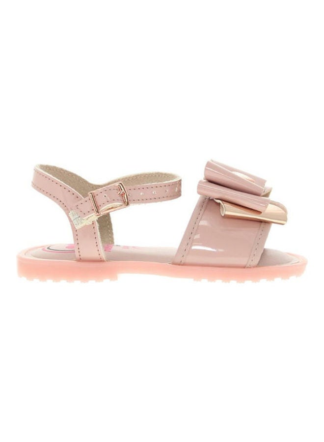 Antonella Buckle Dress Sandals with Bow Details Pink/Golden