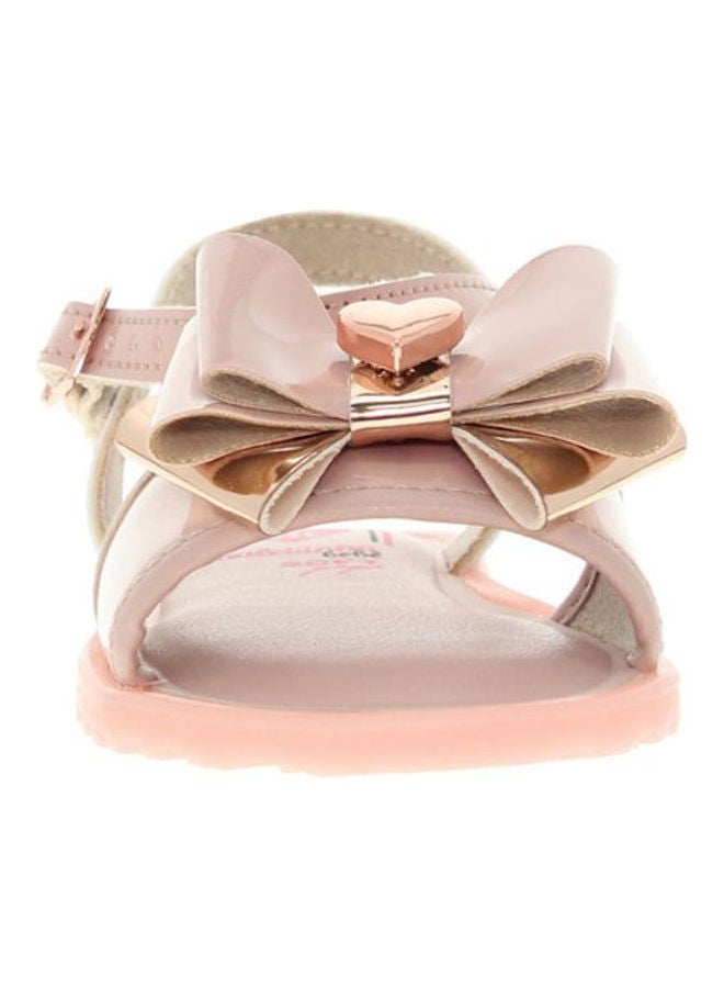 Antonella Buckle Dress Sandals with Bow Details Pink/Golden