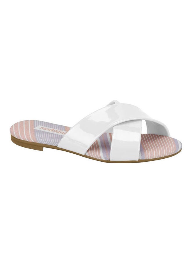 Cris Cross Details Flat Sandals White