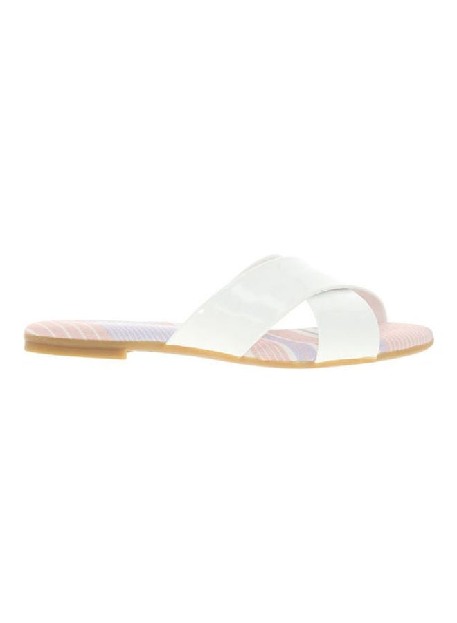 Cris Cross Details Flat Sandals White